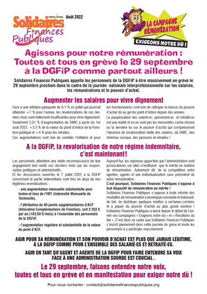 Agissons pour notre rémunération : Toutes et tous en grève le 29 septembre à la DGFiP comme partout ailleurs !